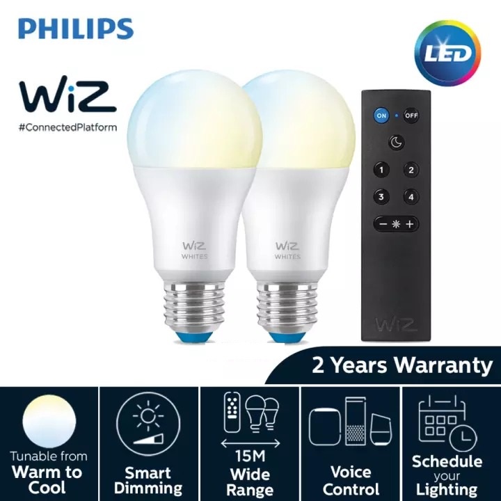 Philips WiZ E27 Smart Lighting Tunable White Bulb (9W 2700-6500 K ...