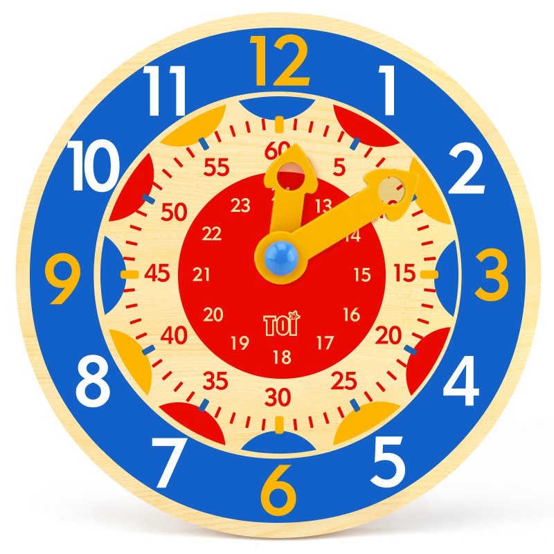 Children Montessori Wooden Clock Toys Hour Minute Second Cognition ...