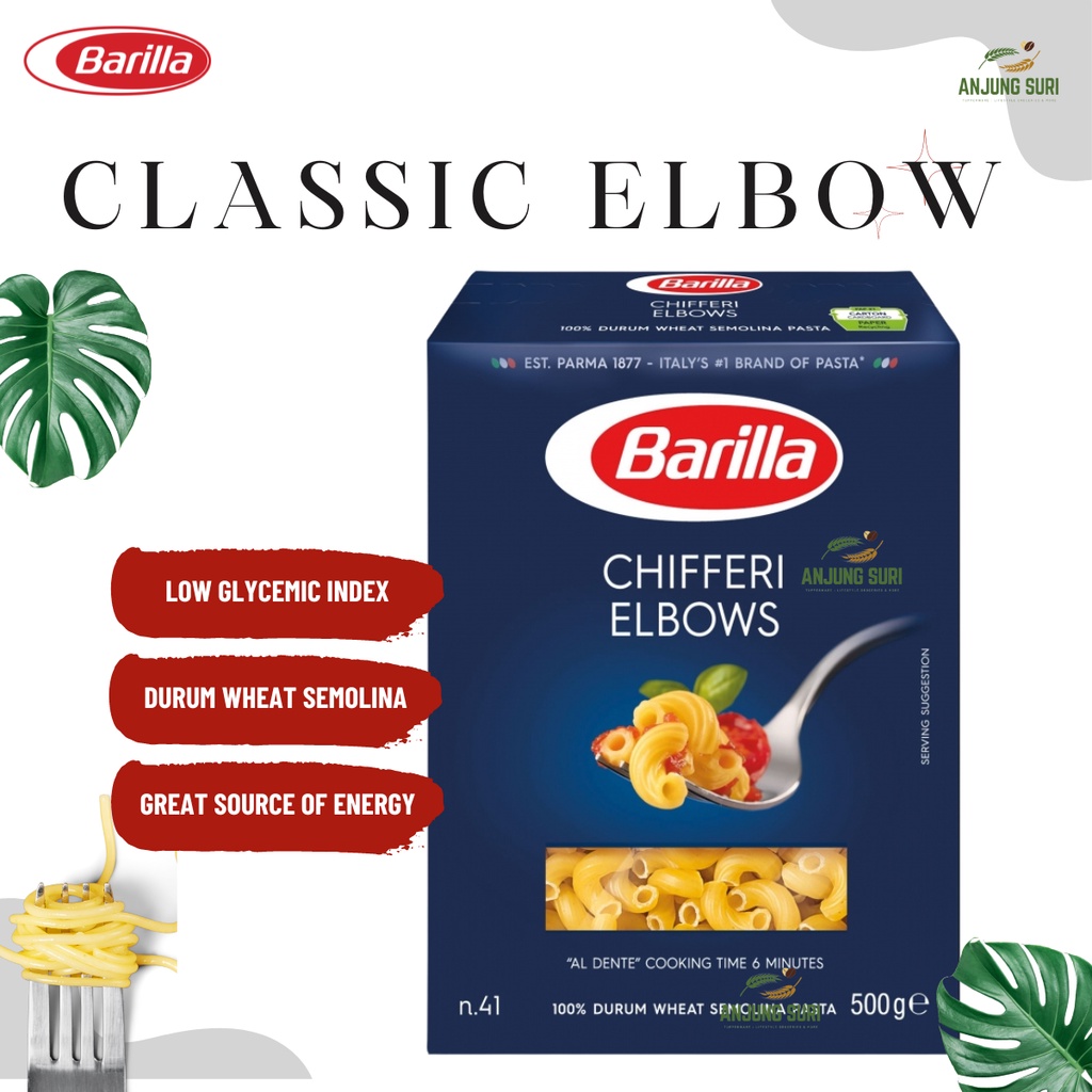 BARILLA CHIFFERI ELBOWS Pasta 500G made with nonGMO ingredients Low