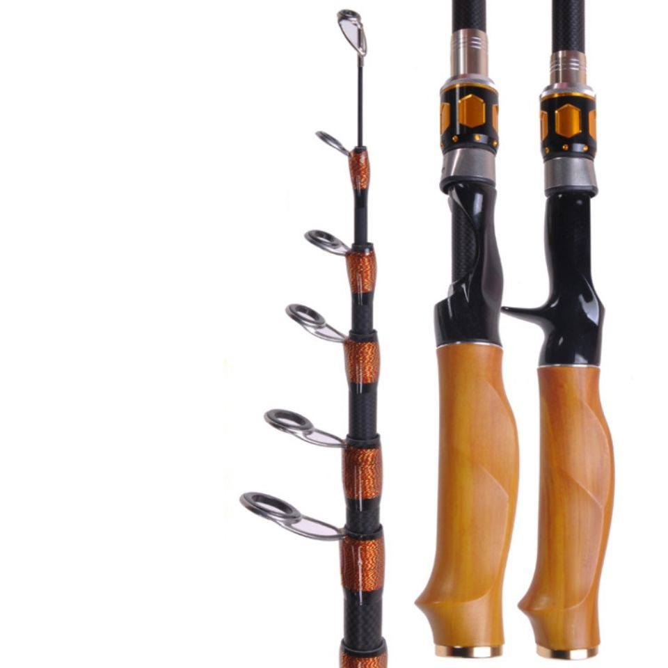 Portable telescopic lure rod fishing rod ultra-short rod 2.4 meters  straight handle 2.1 meters gun handle fishing rod lo