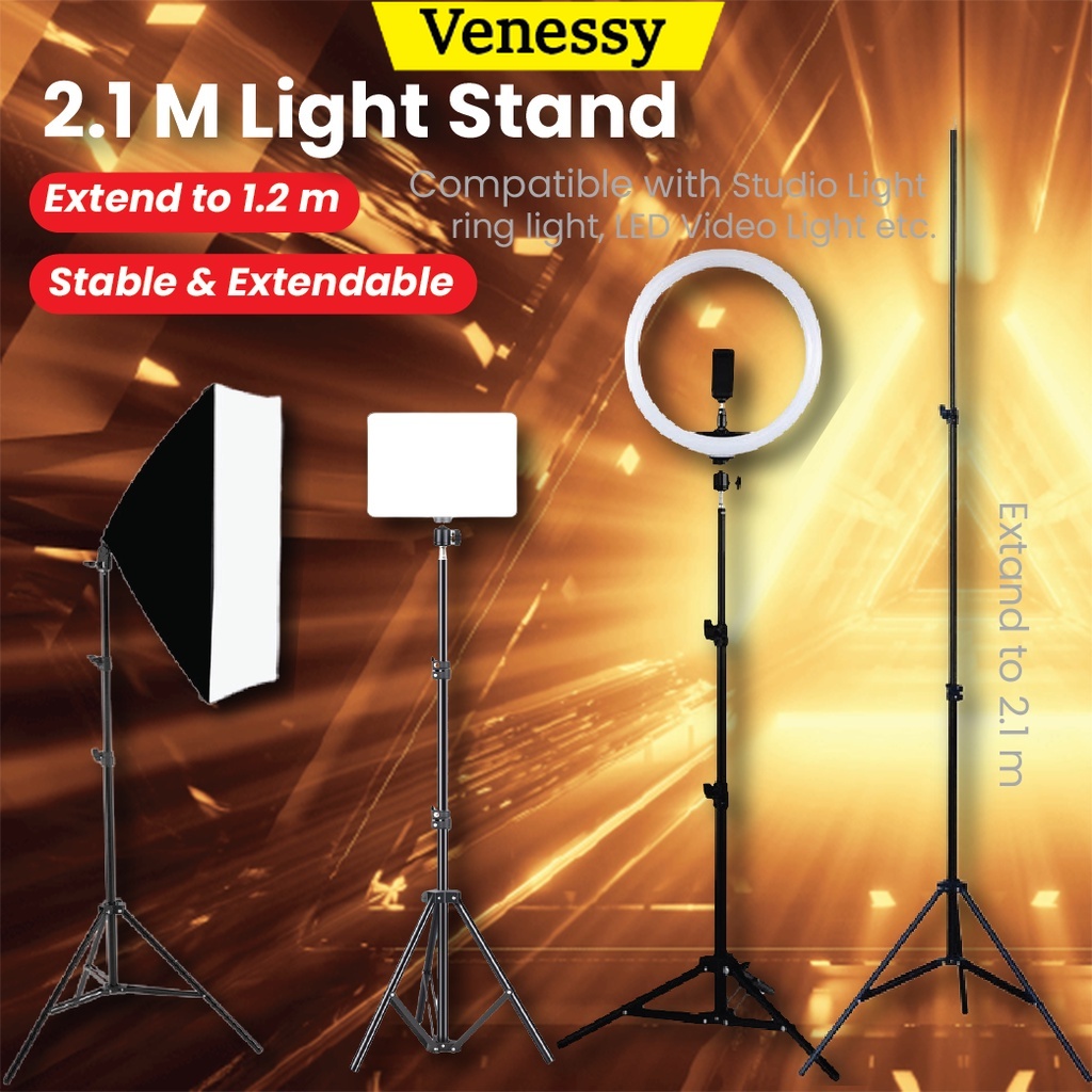 12'' Photography Studio Video LED 2M Light Stand Set + Free Bracket ...