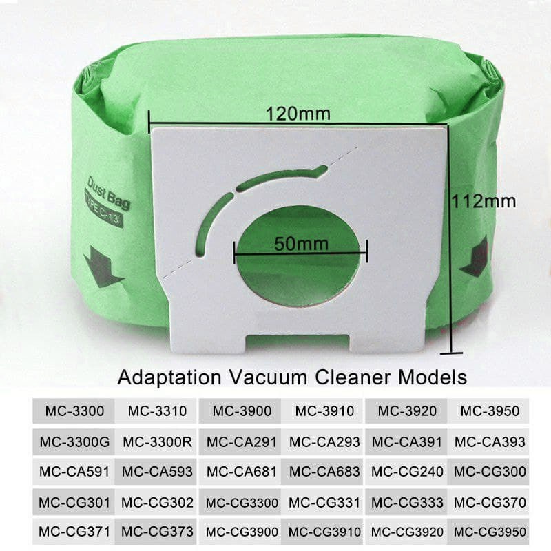 thumbnail image 2 of 15-Pack Vacuum Bags For Panasonic 818, Type C-13 Canister – Anti-Allergen AMC-S5EP 2 of 5