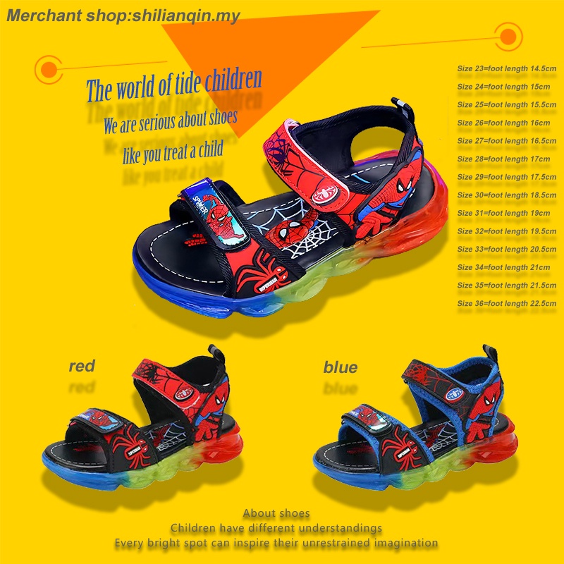 Spiderman LED Light Children's Shoes Boys' Sandals Comfortable [Size 22-37]