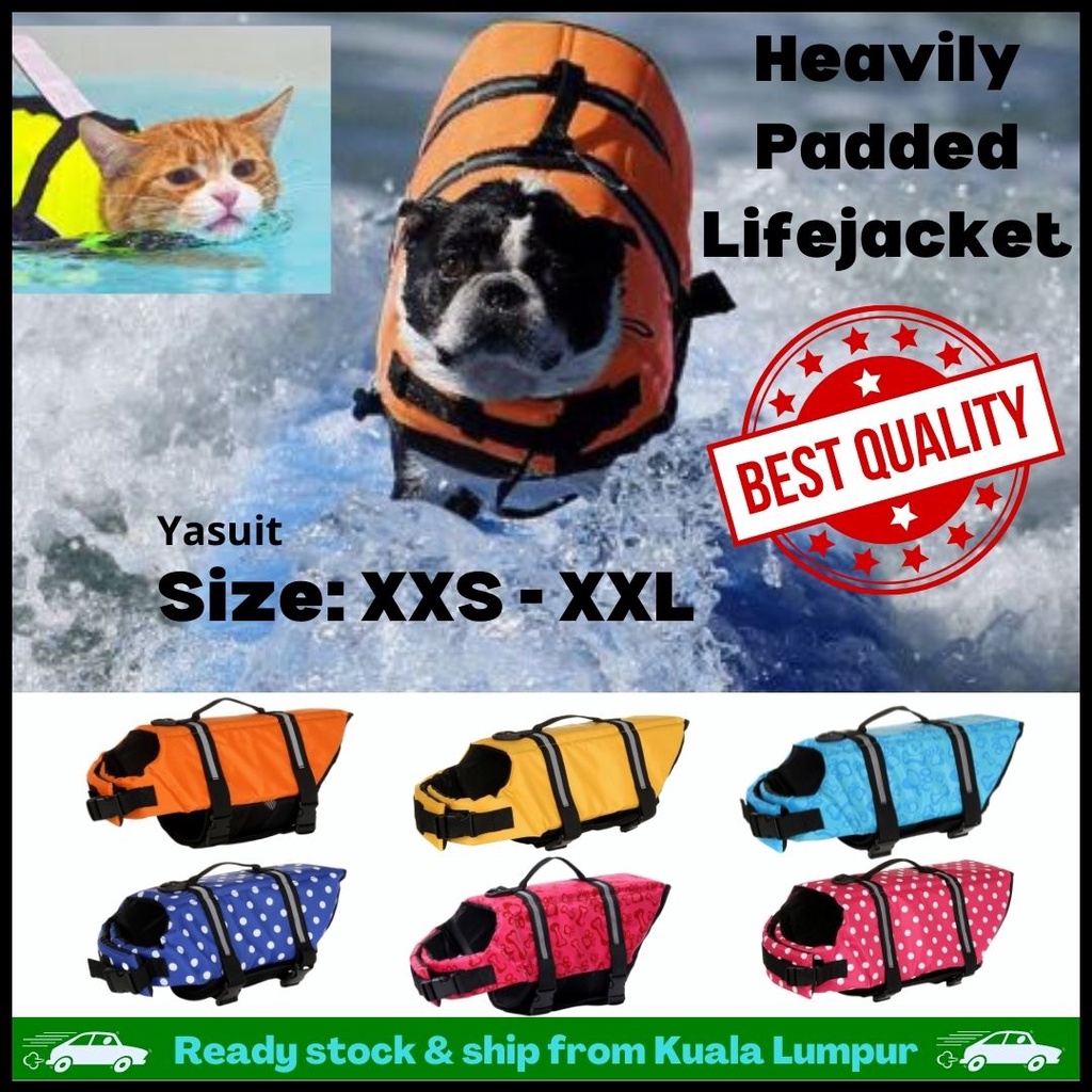 Dog Cat Pet Life Jacket XXS to XXL Rescue Quality Lifejacket Handle