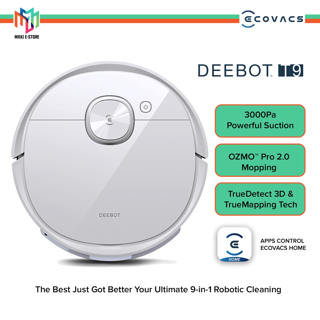 Ecovacs Deebot T9 Robot Vacuum Cleaner Carpet Detection UltraHigh Suction Power Air Freshener