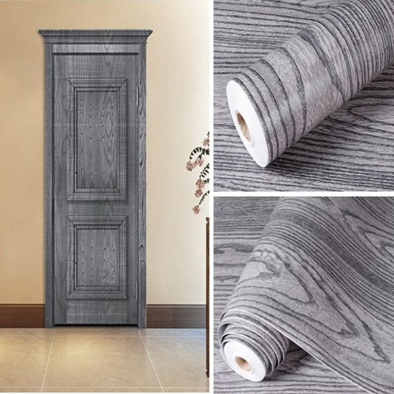 Wood grain door sticker PVC waterproof and oilproof wallpaper thicken ...