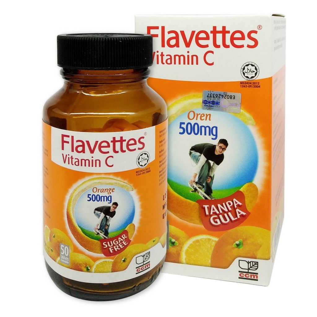 FLAVETTES VITAMIN C ORANGE FLAVOUR SUGAR FREE (500MG) (50's) Shopee