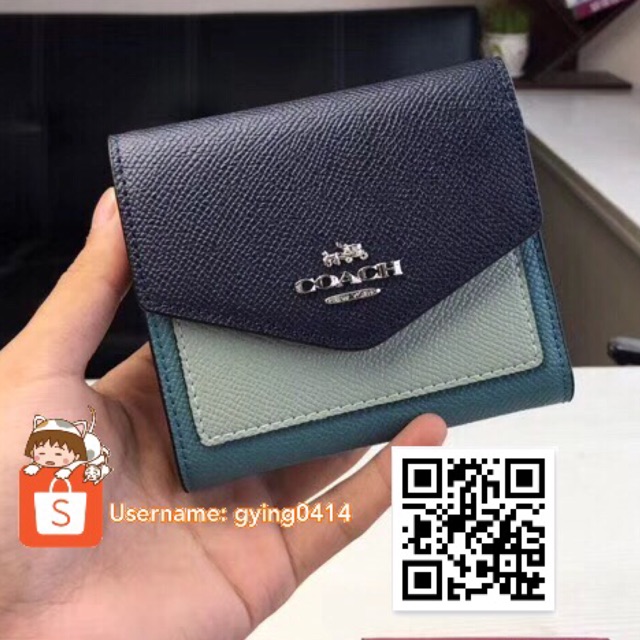 Coach Small Wallet in Colorblock Bicolor Red Leather Folding Purse ...