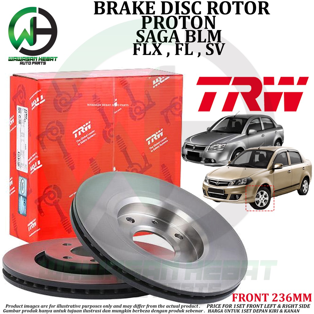 Proton Saga BLM , FLX , FL , SV Front Brake Disc Rotor TRW [ 1Pair ...