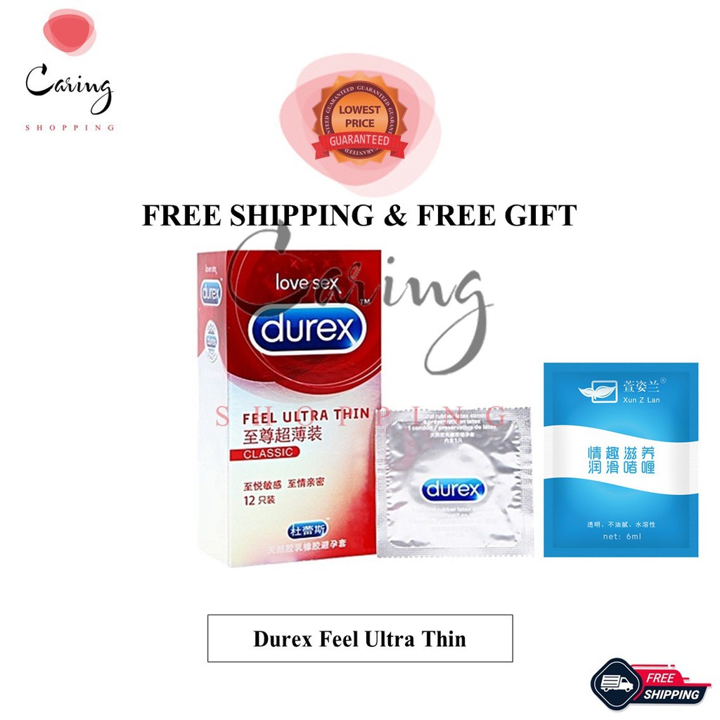 Durex Feel Ultra Thin & Lubricant Long Lasting Condom For Men 12pcs - Alat Sex Lelaki Tahan Lama Kon