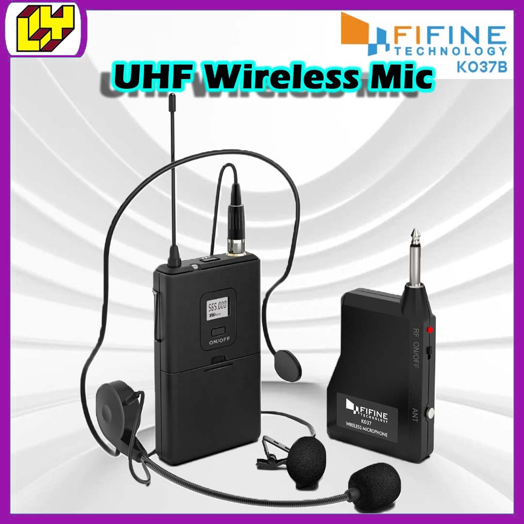 Fifine K037B Wireless Microphone set with Headset /Lavalier Lapel Mics Professional Lavalier