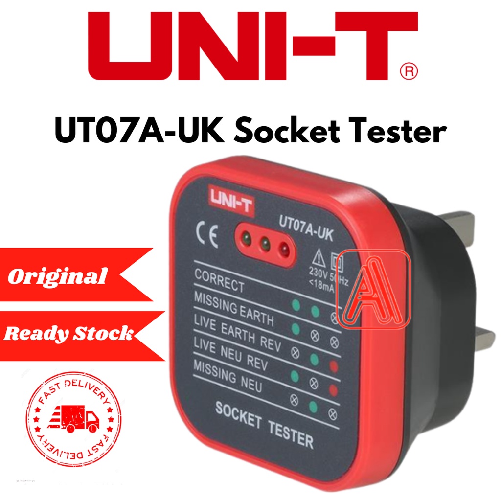 UT07AUK / HT106E / HT107E Socket Tester RCD Test 230V 5060HZ UK Original Shopee Malaysia