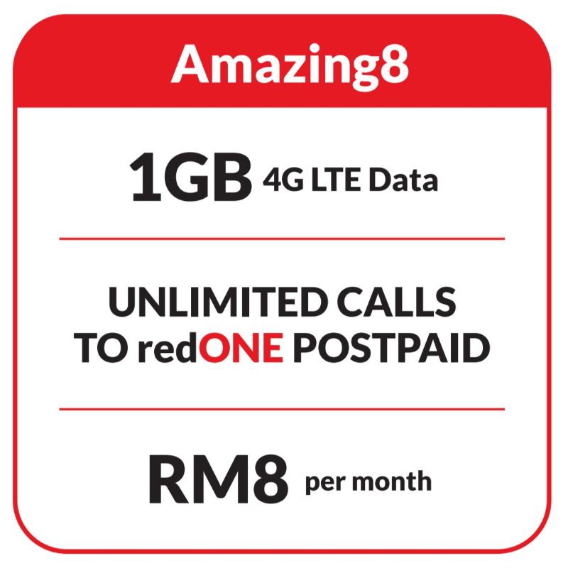 [FREE SIM] redONE Postpaid 1GB 4G LTE Data+Unlimited Calls to redONE ...