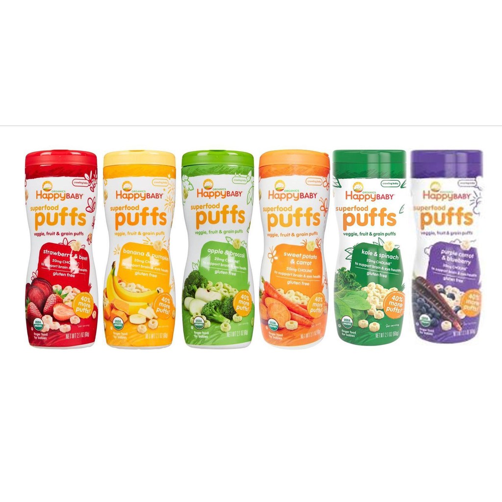 HAPPY BABY SUPERFOOD PUFFS ASSORTED FLAVOURS 60g | Shopee Malaysia