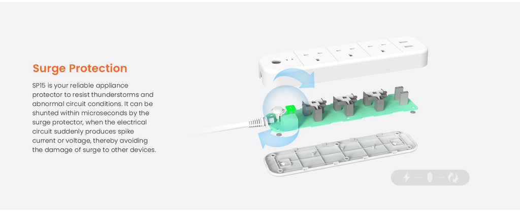 Regleta Inteligente WiFi Tenda SP15 - 3 Enchufes + 2 USB, Control Por Voz Con Alexa/Google, Protección Sobretensiones