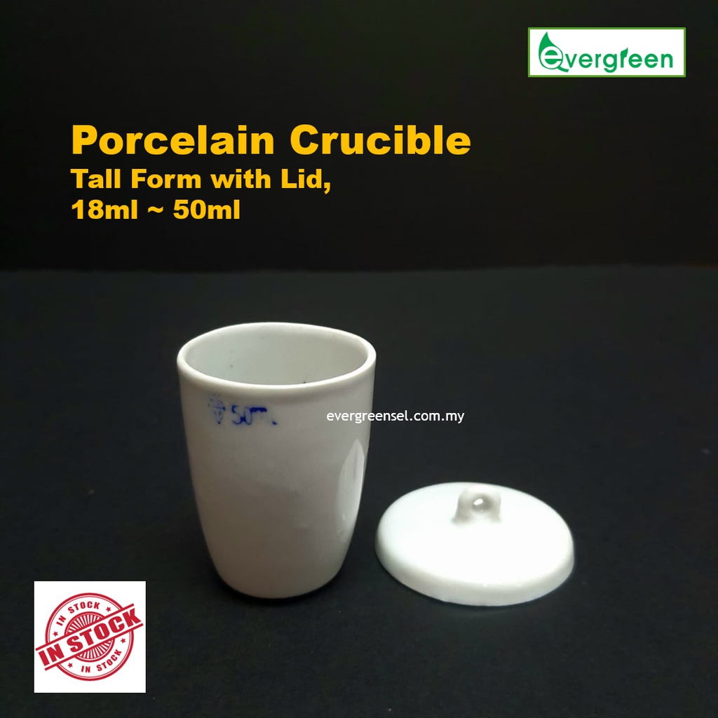 Porcelain crucible, Tall form with Lid