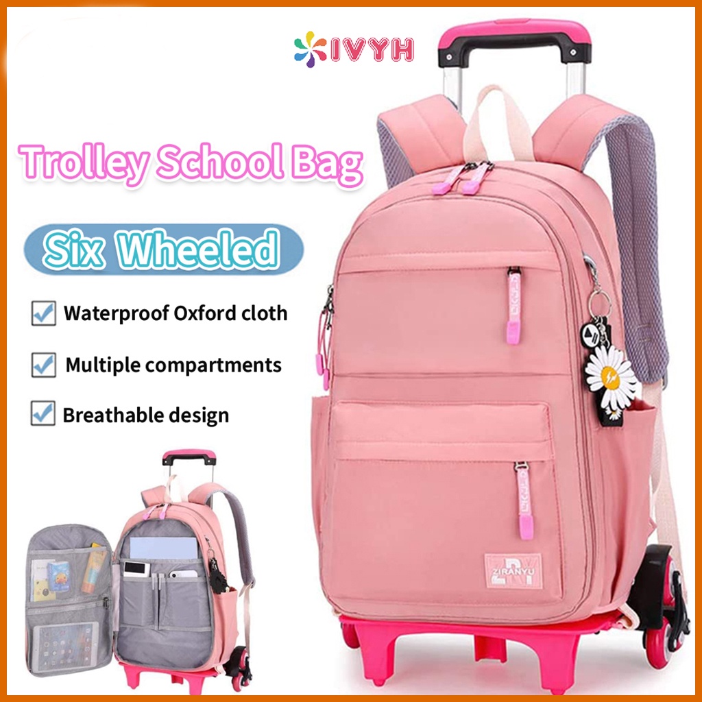 Ready Stock 6 Wheels Trolley Backpacks Kids Schoolbag Beg Sekolah Roda ...