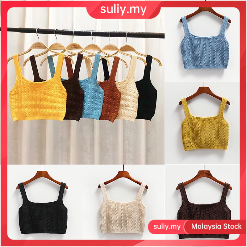【Malaysia stock】Sleeveless Knitted Camisole Women's Inner Wear ...