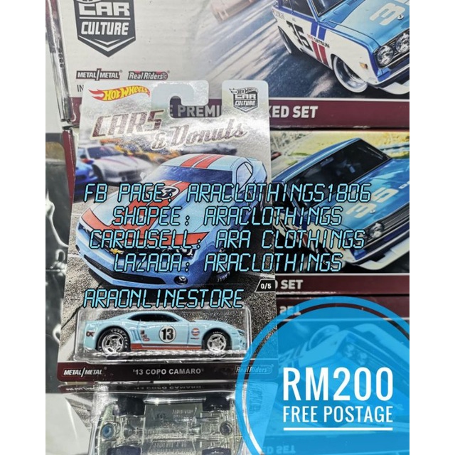 Hot Wheels Car Culture Cars & Donuts Chase '13 Copo Camaro Light Blue Gulf 0/5 e