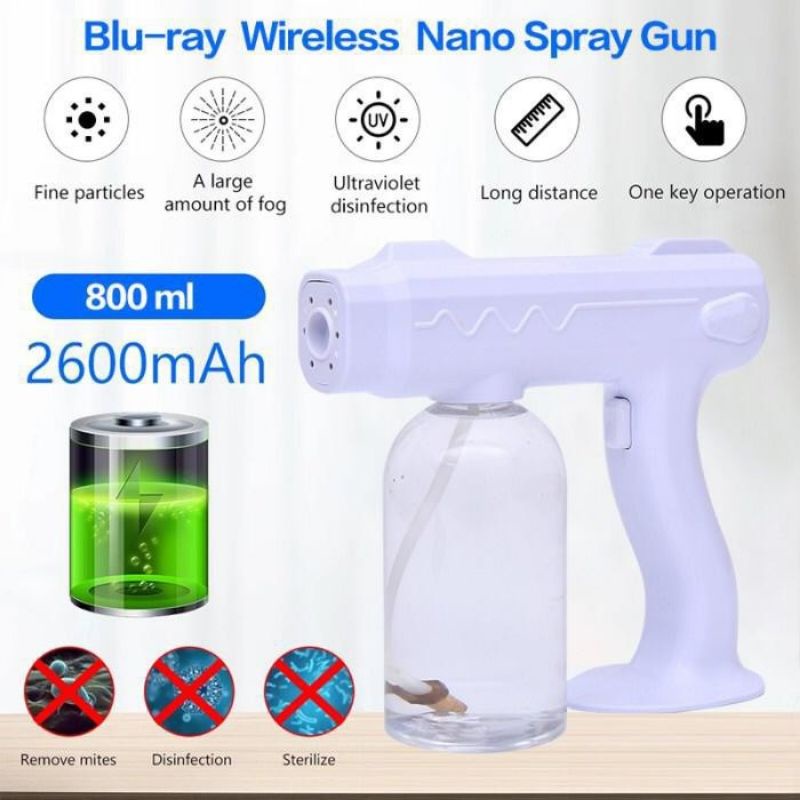 Rechargeable 800mL Nano Blue Ray UV Disinfection Sprayer Gun Sanitizer ...