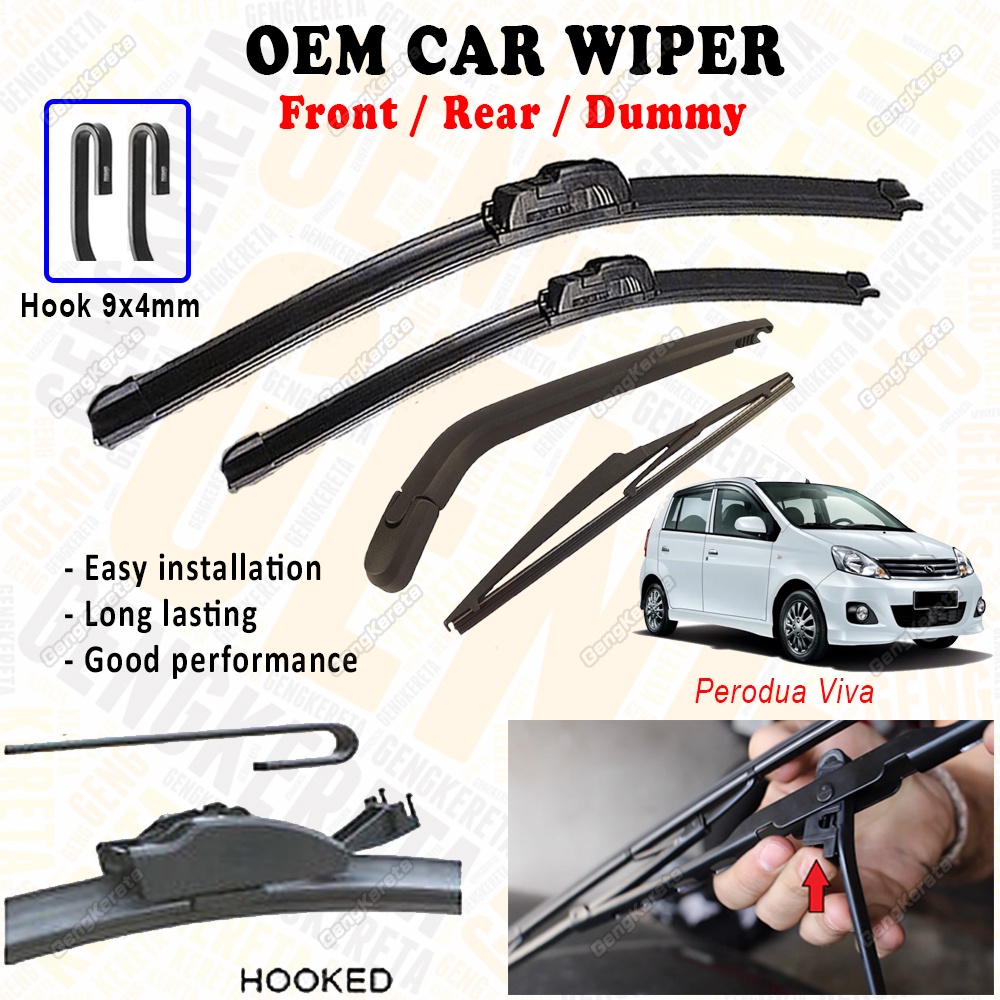 For Perodua Viva OEM Rear Wiper Front Wiper Blade With Arm Dummy Wiper ...