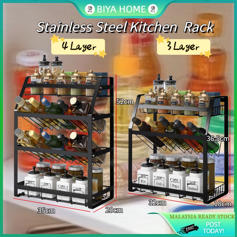 |BIYA| Kitchen Organizer Rak Serbaguna Kitchen Storage Rack Rak Dapur ...