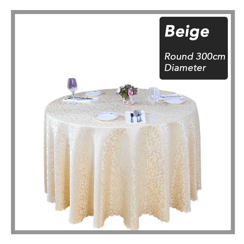 ACEVE DREAM READY STOCK 3.0M Round Damask Pattern Table Cloth Cover ...