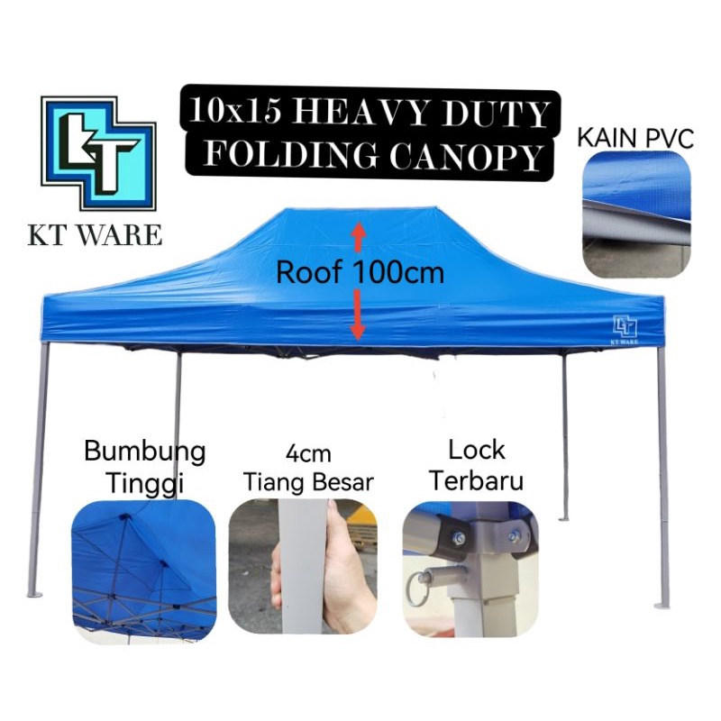KT WARE 10x15 HEAVY DUTY FOLDING CANOPY TENT kanopi bazar pasar malam ...