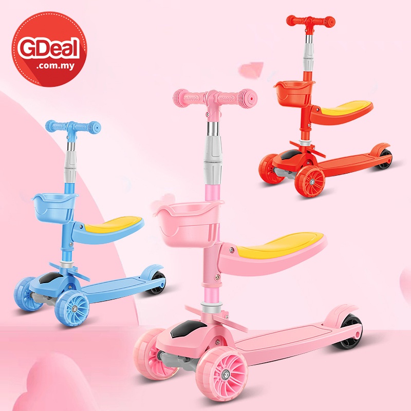 GDeal Children Seat Scooter Kids Skateboard With Flashing Small Wheels ...