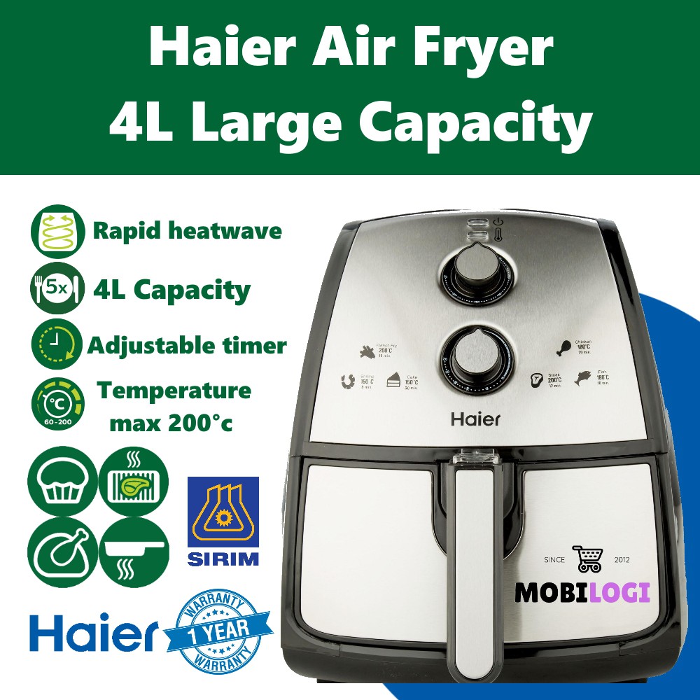 Haier Air Fryer 2.5L / 4L (Analog/Digital) 1 YEAR WARRANTY Shopee