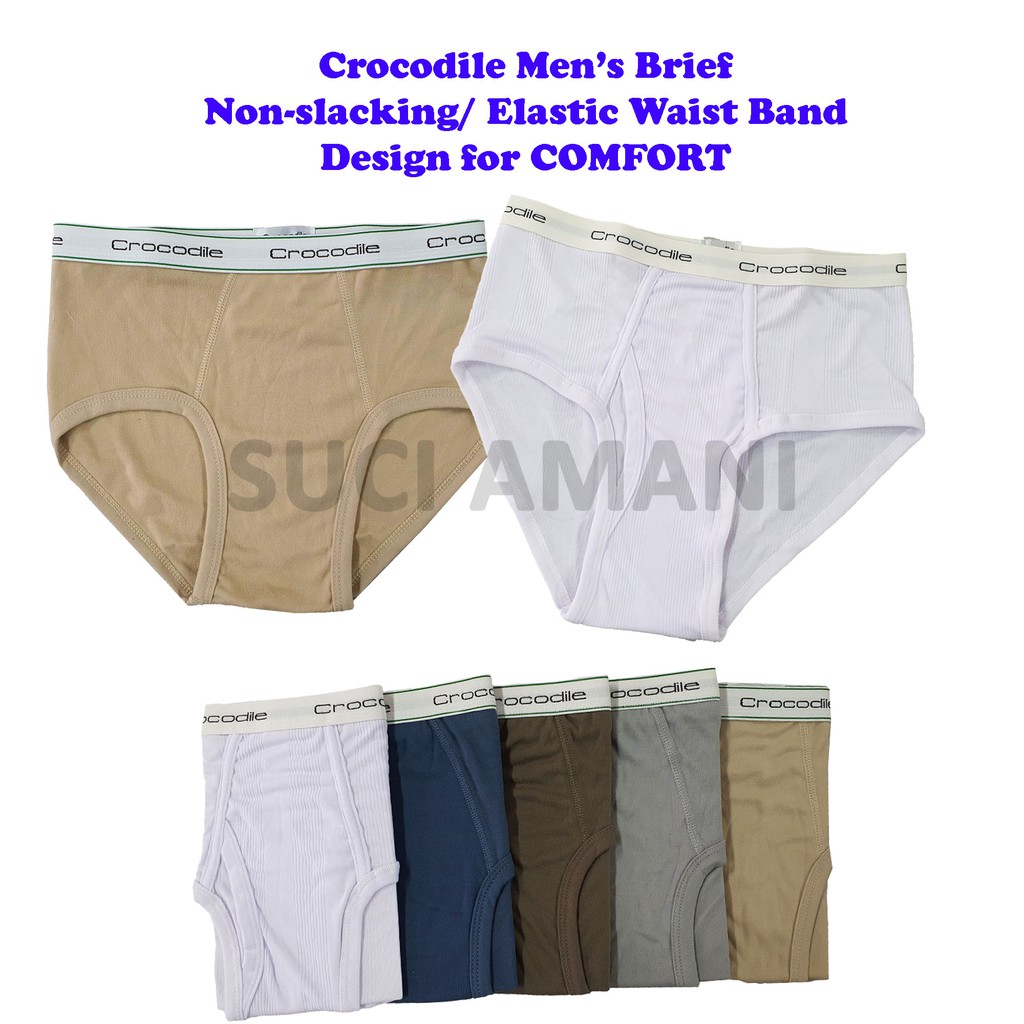 Crocodile High Cut Rib Brief/ Men Underwear/Seluar Dalam Lelaki/Non  Slackening