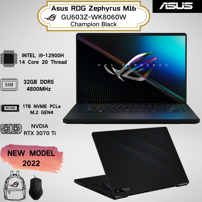ASUS ROG ZEPHYRUS M16 GU603Z-WK8060W GAMING LAPTOP (i9-12900H/32GB/1TB  SSD/8GB RTX3070 TI/16