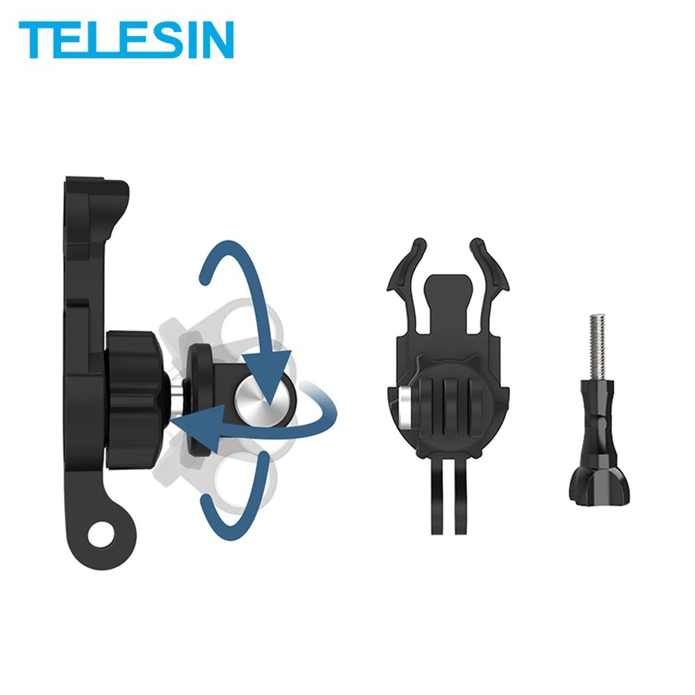 TELESIN 360 Rotate Quick Release Buckle Base Mount Dual Head J-hook For ...