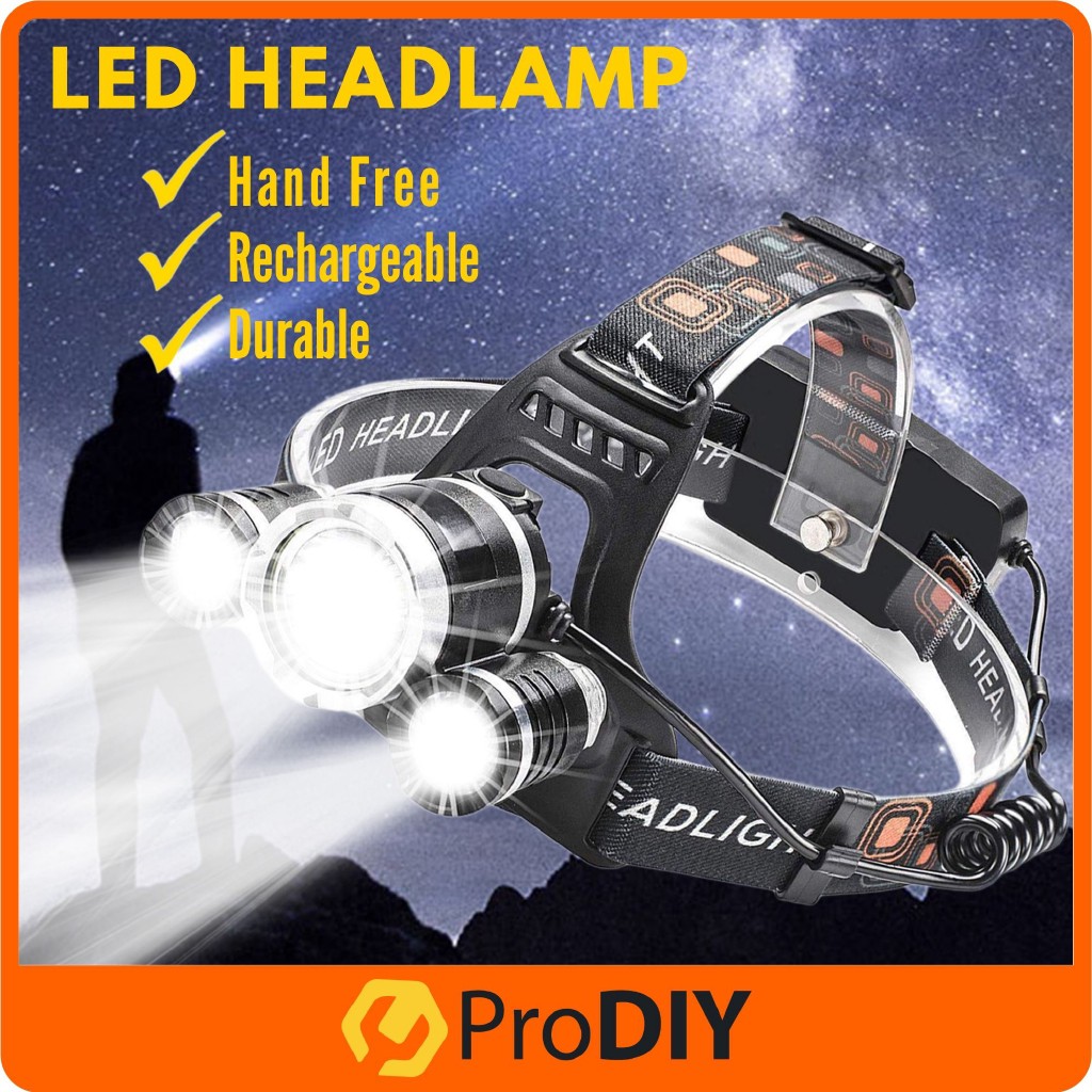 Brightest Head Lamp LED Headlight Rechargeable Waterproof Flashlight  Modes Headlamp 3000-2CD VQ-150C T13-S Shopee Malaysia