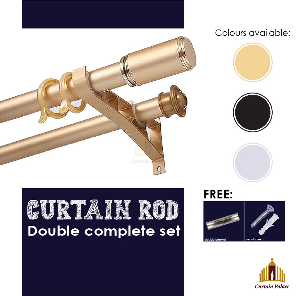 Rod Langsir/Kayu Langsir Aluminium Alloy Set Lengkap Double (Curtain