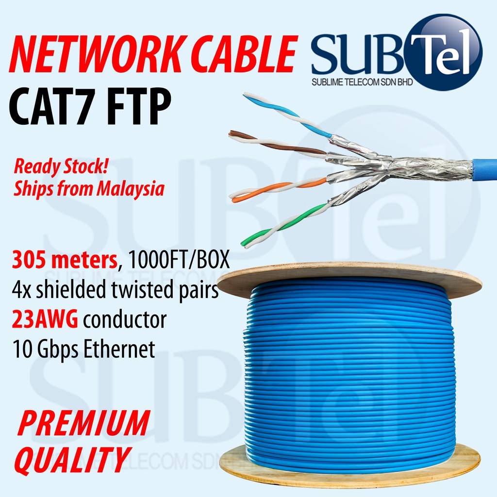 SenTec CAT7 FTP Shielded Network Drum Cable 305m Solid LAN