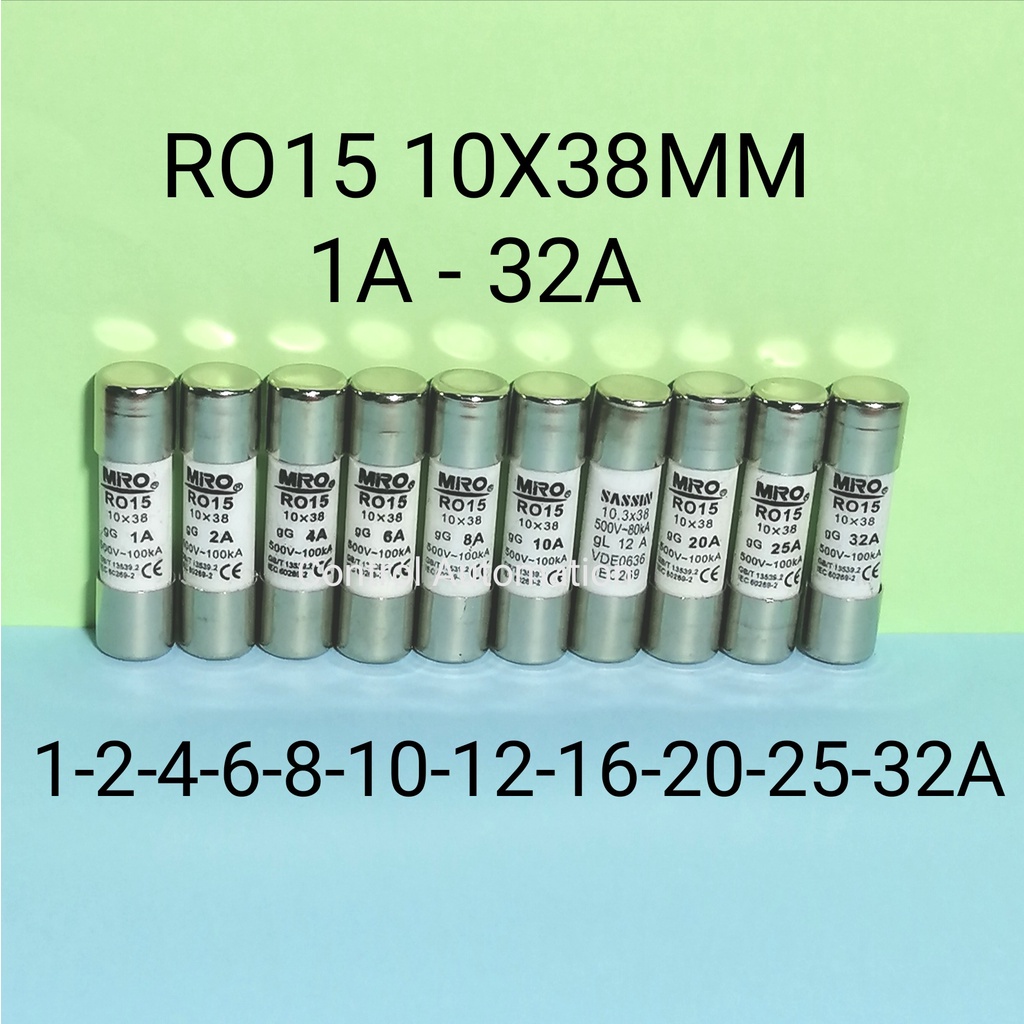 RO15 10X38MM 1/2/4/6/8/10/12/16/20/25/32A Ceramic Fuse 500VAC / Fuse ...