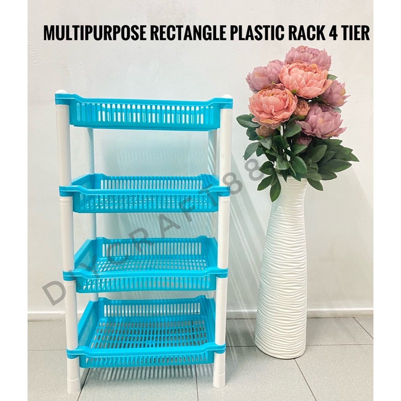 [READY STOCK]RAK PLASTIK SERBAGUNA 4 TINGKAT / MULTIPURPOSE RECTANGLE ...
