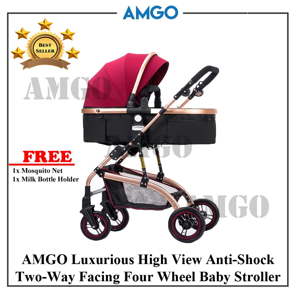 View Detachable Bassinet Anti Shock Lightweight Two Way AMGO Baby