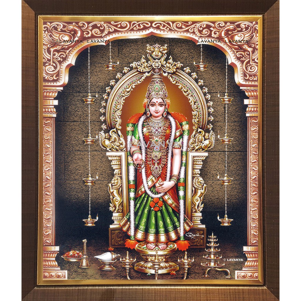 Bagavathy Amman Red Green Digital Photo with Lamination and Frame (L262 ...