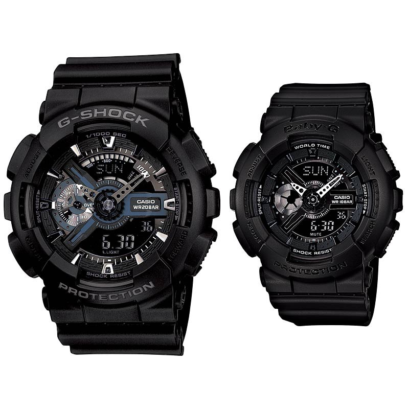 Gshock Couple GA110 G Shock GA110 x Baby G BA110 Full Black Shopee Malaysia