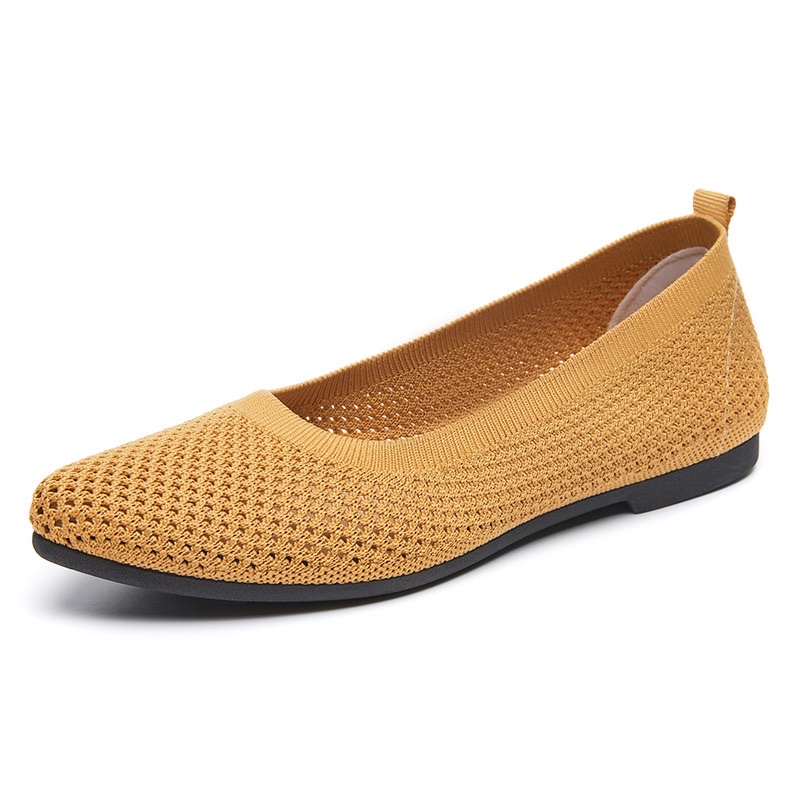 Lady comfy knit material pointed flat shoes Kasut Perempuan | Shopee ...