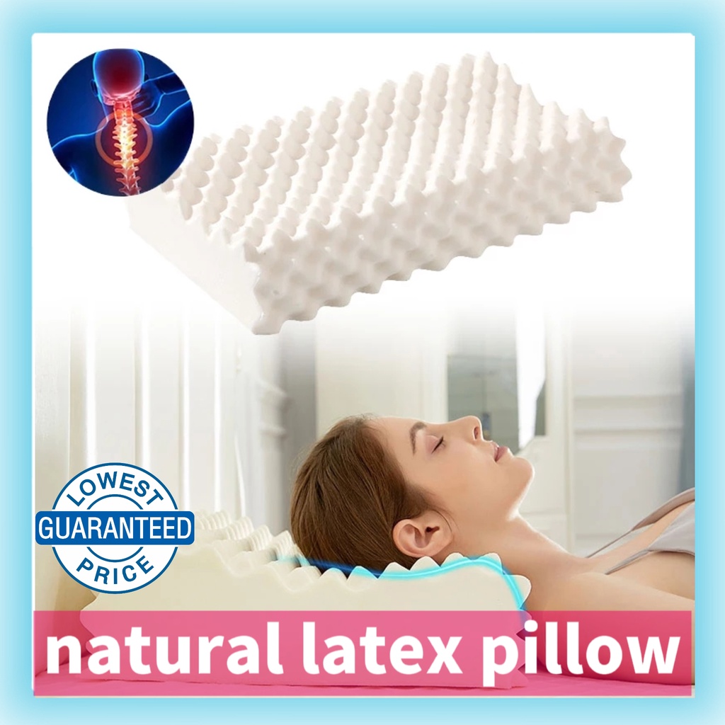 Massaging Natural Ventilated Latex Foam Pillow / Removable Cover A/B