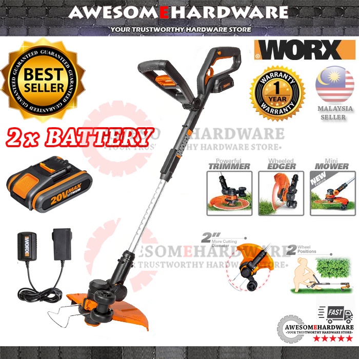 1 YEAR WARRANTY WORX WG 169 WG169 20V 2.0AH CORDLESS GRASS