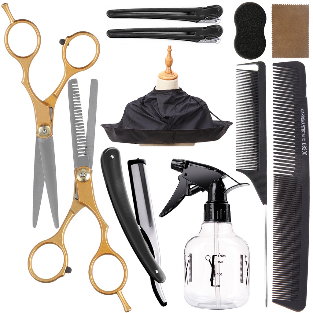 Monja 11pcs Hair Styling Tools Set Hairdressing Flat Scissors Teeth