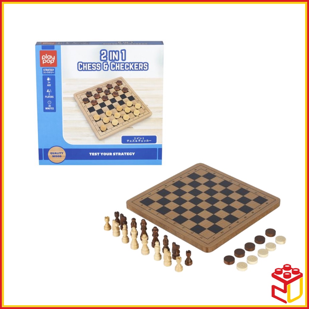 Play Pop 2 In 1 Chess & Checker Strategy Game (Exclusive/Quality wood ...