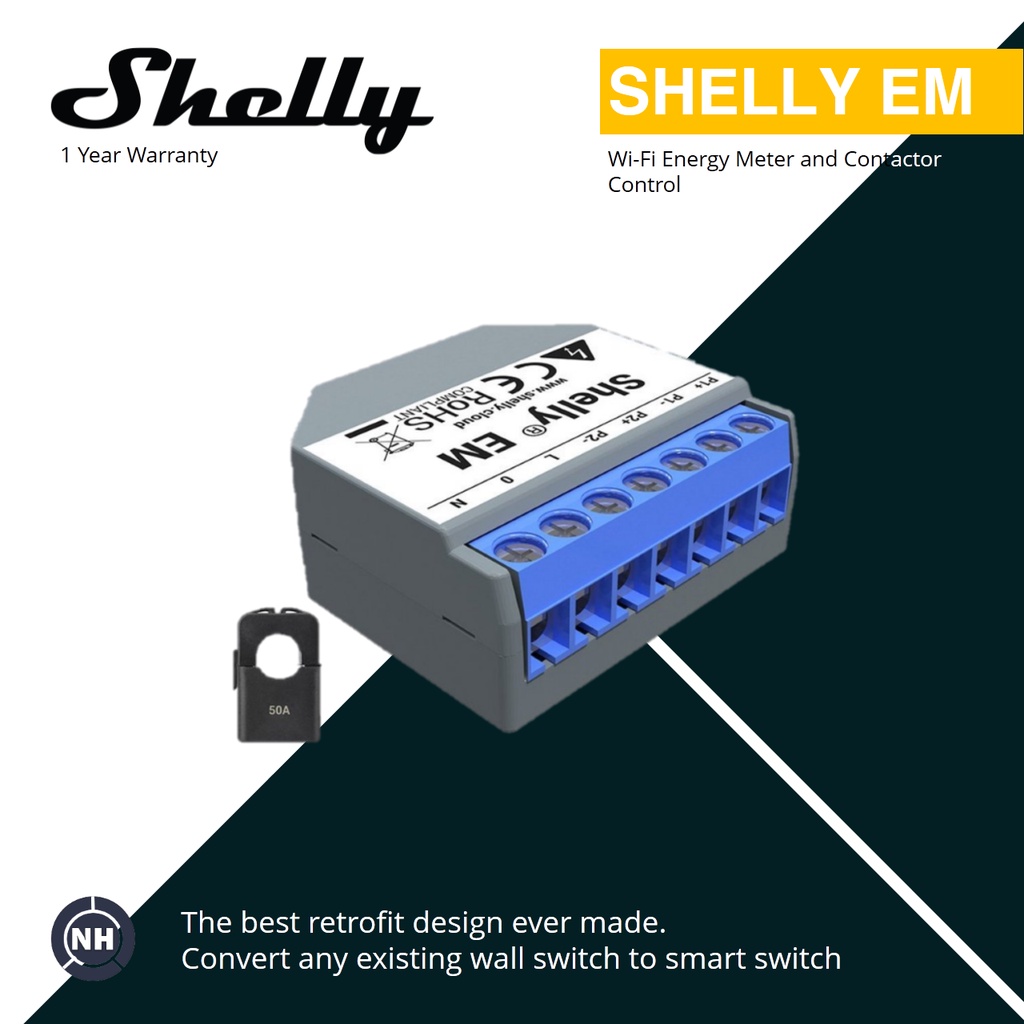 Shelly EM + Clamp Domotica WiFi Operated Energy Meter Contactor Control  Internal Memory Measurement And Configurable Alarm - AliExpress