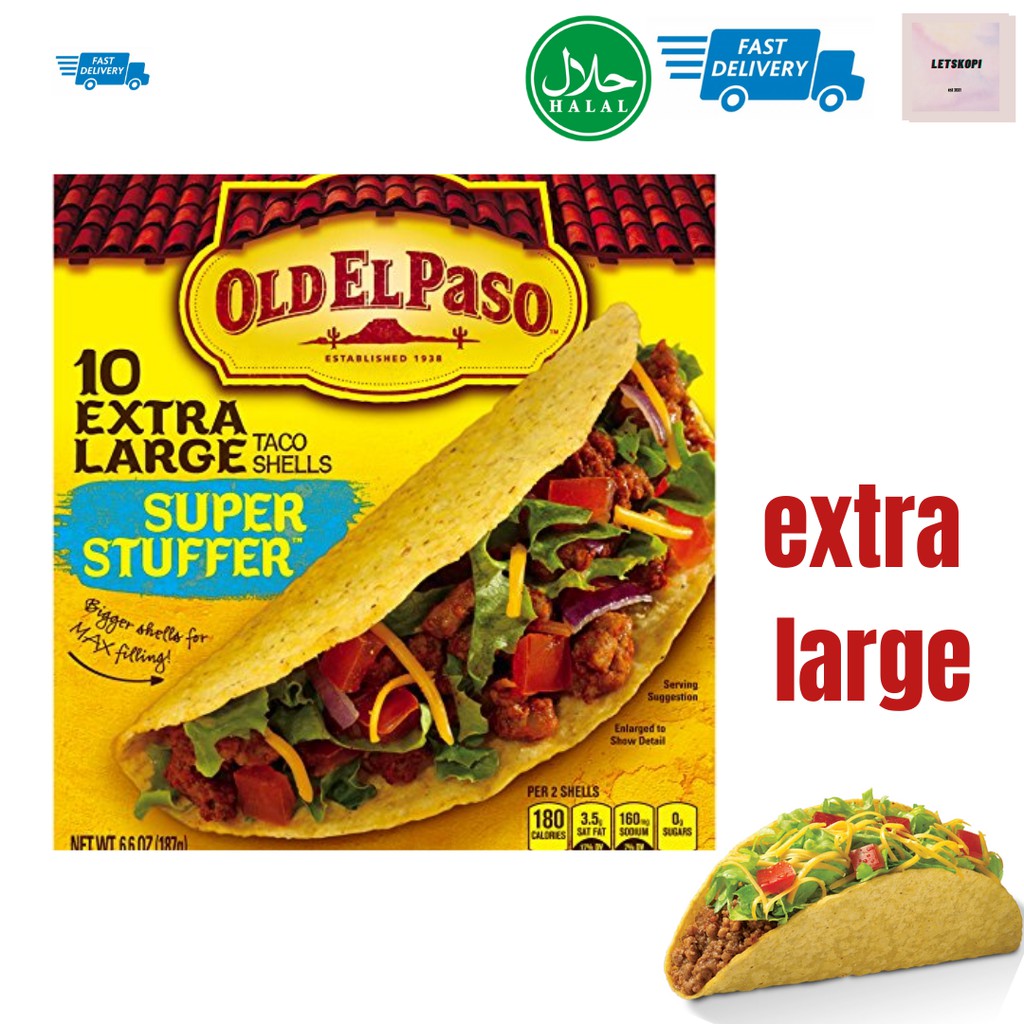 Old El Paso EXTRA LARGE TACO SHELLS, SUPER STUFFER, 10 Taco Shells