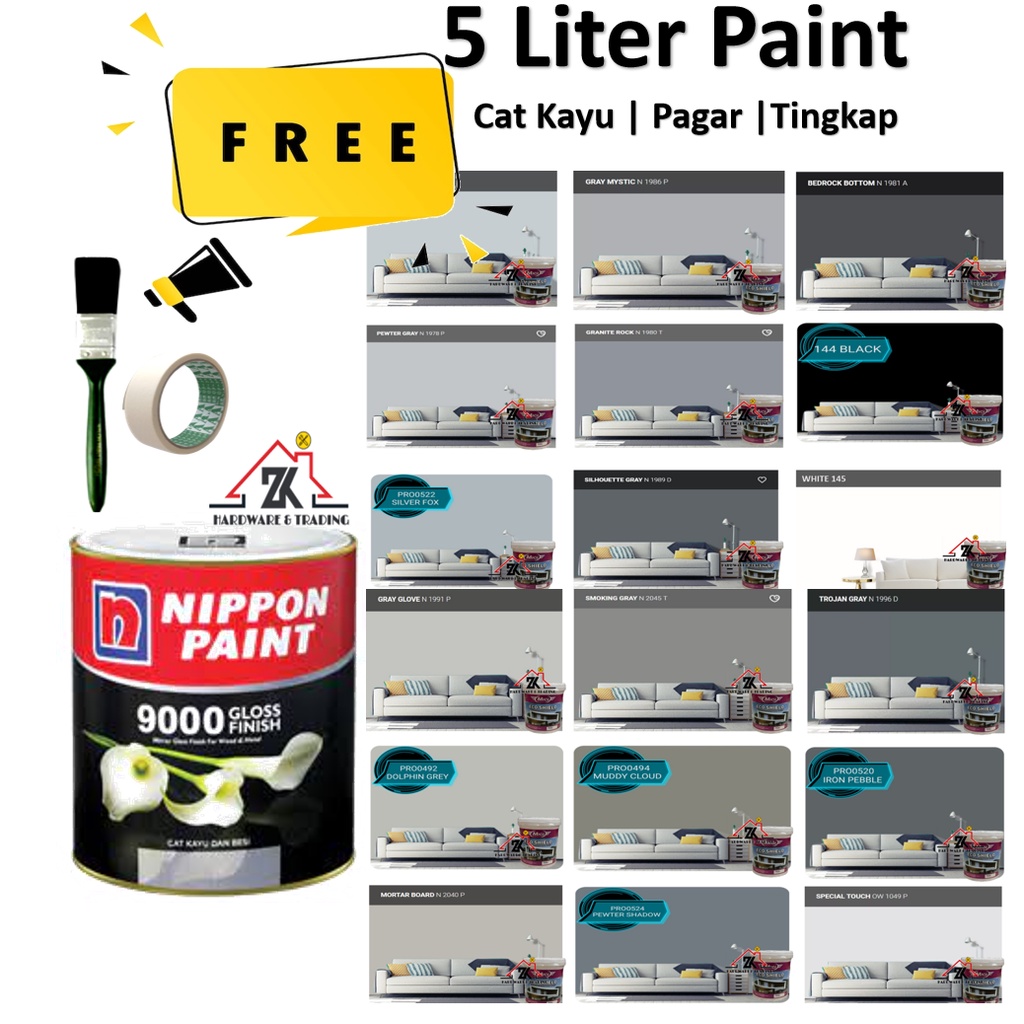 Nippon N9000 High Gloss Grey Wood Paint Steel Grill Paint Door Wood Cat