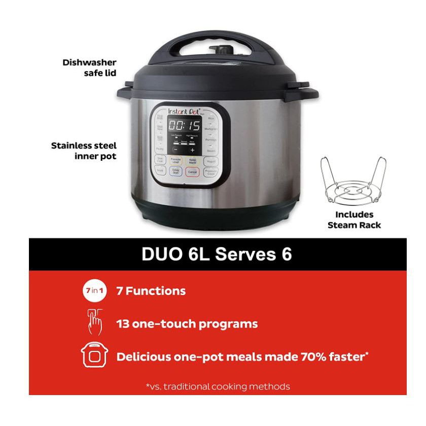Instant Pot Duo Electric Pressure Cooker. 7in1 Smart Multipurpose